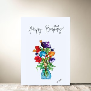 Jarrón de flores brillantes "Feliz cumpleaños" - Por Guan