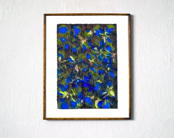 Serenity- original floral monotype screen print, unique artwork, edition of one, botanical print