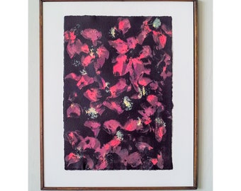 Neon Lights- original floral monotype screen print, unique artwork, edition of one, botanical print