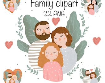 Familie Clipart, Familienfiguren, Kinder Clipart, Papa Mama Kinder, Clipart Familie, Familienporträt, sofortiger Download PNG-Formate, Familie