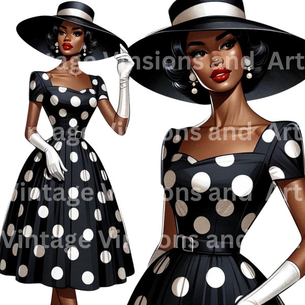 Black Women, Clip Art, Vintage Clip Art ,Couture Fashion Clip Art