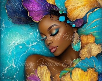 Turquoise Dreams, Afro Centric Wall Art