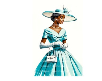 Black Vintage Clip Art, Vintage Fashion Clip Art, Black Woman Clip Art