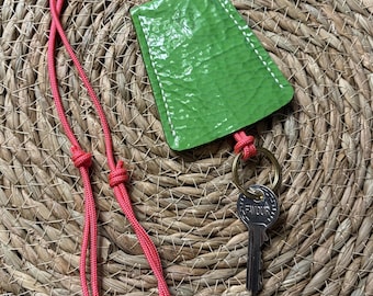 Bell Charm Key Holder - Leather Keychain Lanyard Handcrafted