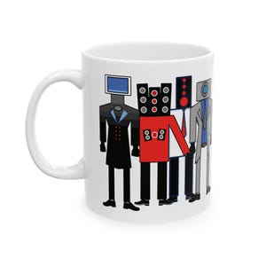 Robo Buddies Mug l Skibidi Toilet Inspired l Kids Gift l Cartoon Robots Ceramic Mug, 11oz