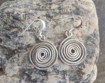 Spiral Minimal Silver Earrings French Hook Earrings