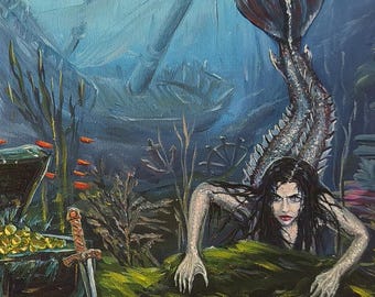 Meerjungfrau Ölgemälde: Fantasy Kunst, Unterwasser Königreich, 40*50 cm