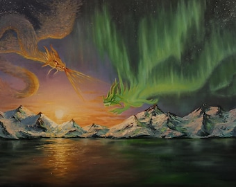 Fantasy Ölgemälde: Polarnacht, 40 x 60 cm
