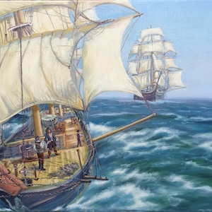 Obraz Jack Malarstwo olejne na płótnie Pejzaż morski Statek Żaglówka