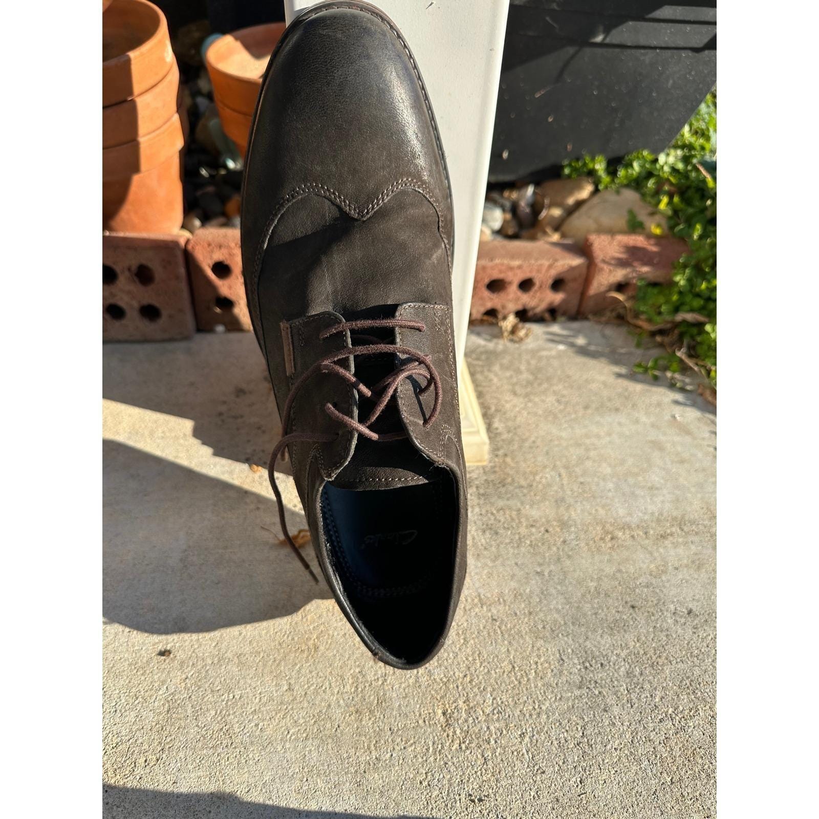 Men\'s‎ Clark\'s Oxford Gentlemans Wingtip Suede Leather Dress Shoes Size 13M Clarks Dress Shoes Men 12 M Wing Tip Oxford Blue Suede Lace  main image 2