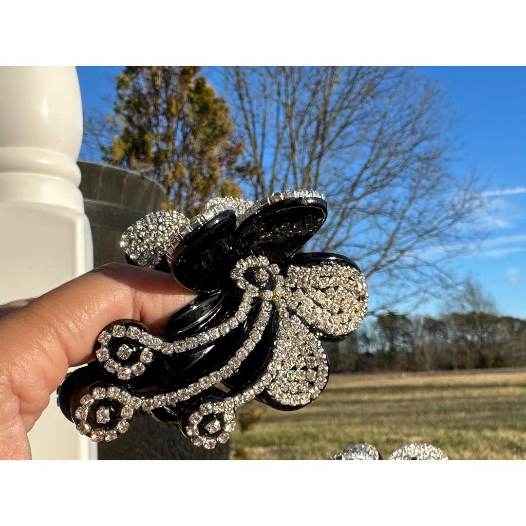 Sparkling Black‎ Rhinestone Hair Claw Clip Women\'s Fashion Accessory Amazon.com : WOONEKY Rhinestone Hair Accessory: Black Hair  main image 3