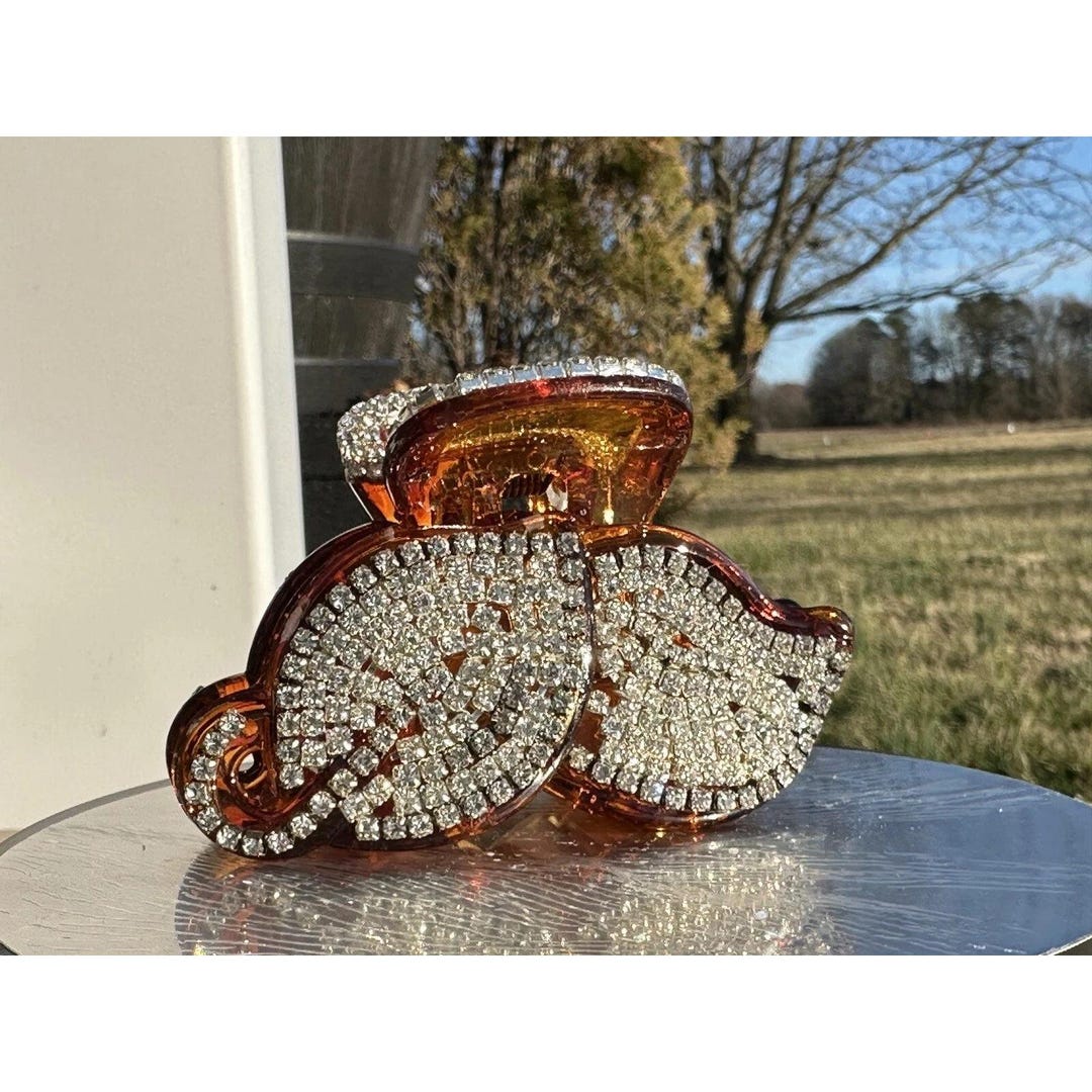 Sparkling Rhinestone Claw Clip Amber Tortoiseshell Hair Accessory for ...