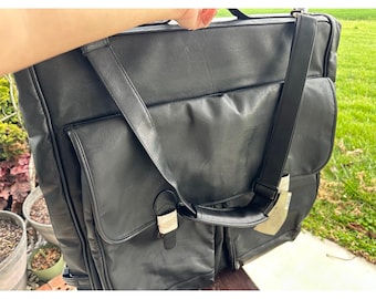 Carolina Panthers Highland Leather Travel Garment Fold-Over Suit Noir Black Bag