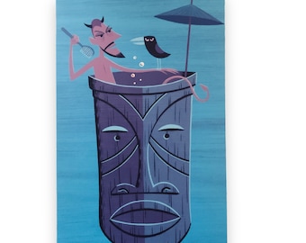 Tiki Art Card Polynesian Drink Recipe SHAG Josh Agle Tikicore