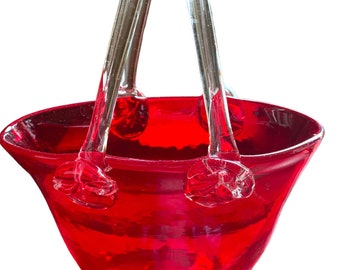 Ruby Red Art Glass Purse Vase