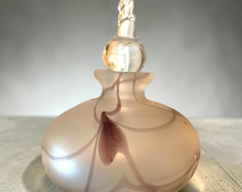 Blown Art Glass Vintage Perfume Bottle and Topper Dauber Frosted