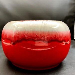 Vintage Jenkins Pottery Red Drip Glaze Planter