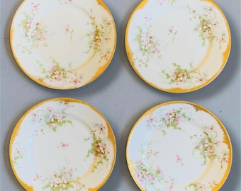 Limoge Antique French Porcelain Plates Set of Four Theodore Haviland Early 1900’s