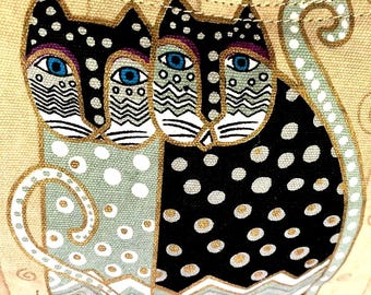 Laurel Burch Canvas Fantasticats/Polka Dot Gatos Bronze Zipper Pull 1990s - 2000 Design