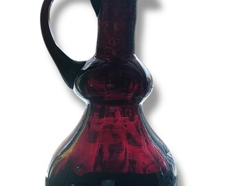Antique Blown Amethyst Glass Cruet With Applied Handle