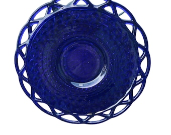 Cobalt Blue Reticulated Lace Edge Plate Grannycore