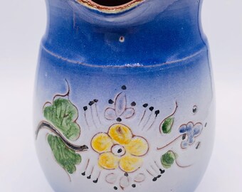 French Vintage Pottery Fait Main Pitcher with Handle 1960-70