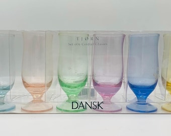 Dansk Tjorn Cordial Vintage Barware Set Pastel  Glasses Original Box