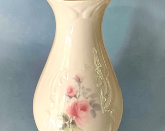 Irish Parian China Donegal 6” Vase Floral Tea Rose Pattern Handcrafted  Vintage