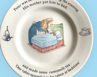 Beatrix Potter Wedgwood Porcelain Plate  Etruria & Barlaston Peter and Mrs. Rabbit Cottage Core