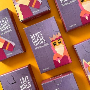 Lazy Kings Spanish Playing Cards Deck - Mazo Cartas de Truco Reyes Vagos - Deck of 50 cards - Paper collage artwork, by Rodita Draws