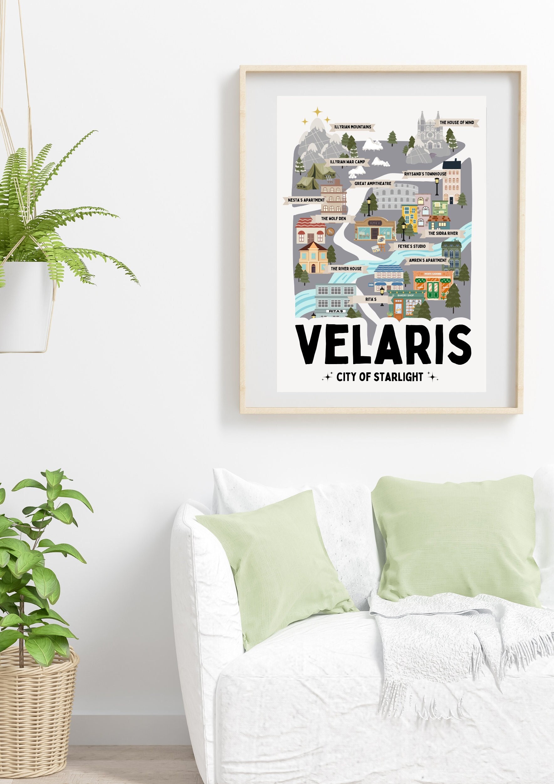 ACOTAR Print | Velaris Map | A Court of Thorns and Roses | Digital ...