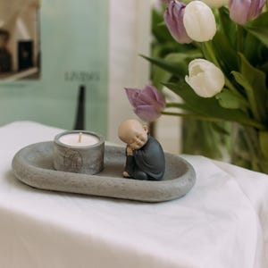Buddha statue Meditation gift Yoga decor gift sculpture Bedroom decor Home decor Gift for her Small Buddha Small soy candle Altar Gift set