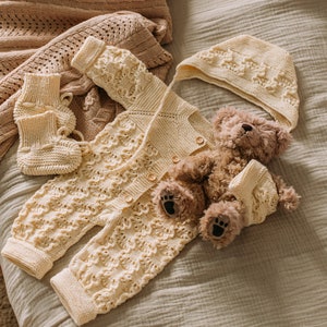 Tenue d&#39;été en tricot pour bébé, tenue de retour à la maison pour petite fille, tenue d&#39;hôpital pour bébé, cadeau de shower de bébé, tenue de baptême, vêtements de bébé en tricot, nouveau-né
