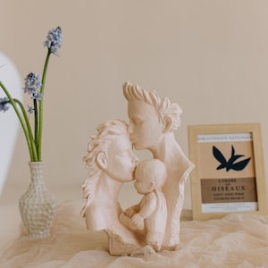 Gypsum Family Statue: Mother, Father & Baby - Home Decor