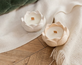 Lotus sojakaars Set geurende bloem sojawas kaars lotuskaarsen bloem soja kaars cadeau home decor housewarming cadeau handgemaakt cadeau