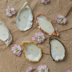 5 Oyster candles Oyster shells oyster candles home decor beach house decor oyster shell soy candles set of  5 candles aesthetic summer decor