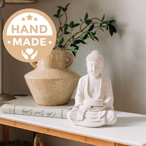 Handmade Buddha statue Buddha figurine Buddha with candle Meditation decor Yoga decor Altar decoration Home decor Meditation figurine Buddha