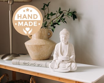 Handgemaakt Boeddhabeeld Boeddhabeeld Boeddha met kaars Meditatiedecor Yogadecor Altaardecoratie Woondecoratie Meditatiebeeldje Boeddha