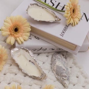 3 Oyster candles Oyster shells oyster candles home decor beach house decor oyster shell soy candles set of  3 candles aesthetic summer decor