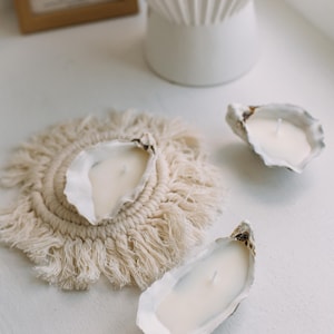 3 Oyster candles Oyster shells oyster candles home decor beach house decor oyster shell soy candles set of  3 candles aesthetic summer decor