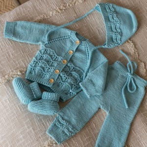 Knitted baby outfit Baby Boy coming home outfit Baby hospital outfit Baby shower gift Baptisme outfit Knitted baby clothes Newborn gift