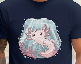 Niedliches Axolotl T-Shirt, Axolotl-Shirt, Herren Axolotl-T-Shirt, Axolotl-Liebhaber-Geschenk, Axolotl-Jungen-Shirt, niedliches Tier-T-Shirt, Axolotl-Geschenke