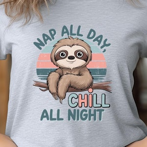 かわいいナマケモノのTシャツ、面白いナマケモノのシャツ、レディースのナマケモノのTシャツ、ナマケモノ好きへのギフト、ナマケモノの女の子のシャツ、かわいい動物のTシャツ、ナマケモノのギフト、かわいいナマケモノ