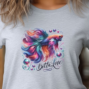 Betta Love T-Shirt for Women, Betta Fish Lover, Halfmoon Betta Fish, Betta Mom, Betta Fish Mama, Fighting Fish, Betta T-Shirt, Betta Shirt