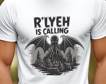 R'lyeh Is Calling, R'lyeh Shirt, Cthulhu T-Shirt, Lovecraft T-Shirt, Cosmic Horror Shirt, Men’s Cthulhu Shirt, Scary Shirt for Him, Old Ones