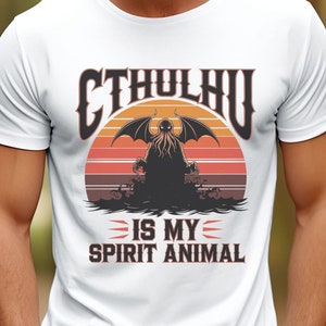 Cthulhu Is My Spirit Animal, Cthulhu T-Shirt, Lovecraft T-Shirt, Cosmic Horror Shirt, Men’s Cthulhu Shirt, Scary Shirt for Him, Old Ones