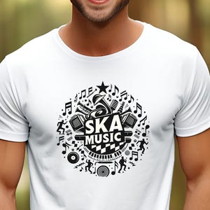 Ska T-Shirt for Men, Ska Music Graphic Tee, Ska Band Shirt, Checkerboard Pattern, 2-Tone Ska, Ska Punk, Ska Lovers Gift, Ska Music Shirt