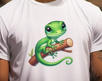 男性用アノールトカゲTシャツ、アノールグラフィックTシャツ、グリーンアノールシャツ、トカゲギフトTシャツ、爬虫類学、かわいいトカゲシャツ、トカゲ趣味シャツ