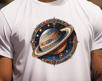 Saturn T-Shirt for Men, Planet Saturn Graphic Tee, Space Lover Gift, Astronomy Shirt, Solar System, Saturn Rings, Planet Saturn Shirt