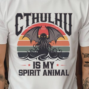 Cthulhu Is My Spirit Animal, Cthulhu T-Shirt, Lovecraft T-Shirt, Cosmic Horror Shirt, Men’s Cthulhu Shirt, Scary Shirt for Him, Old Ones